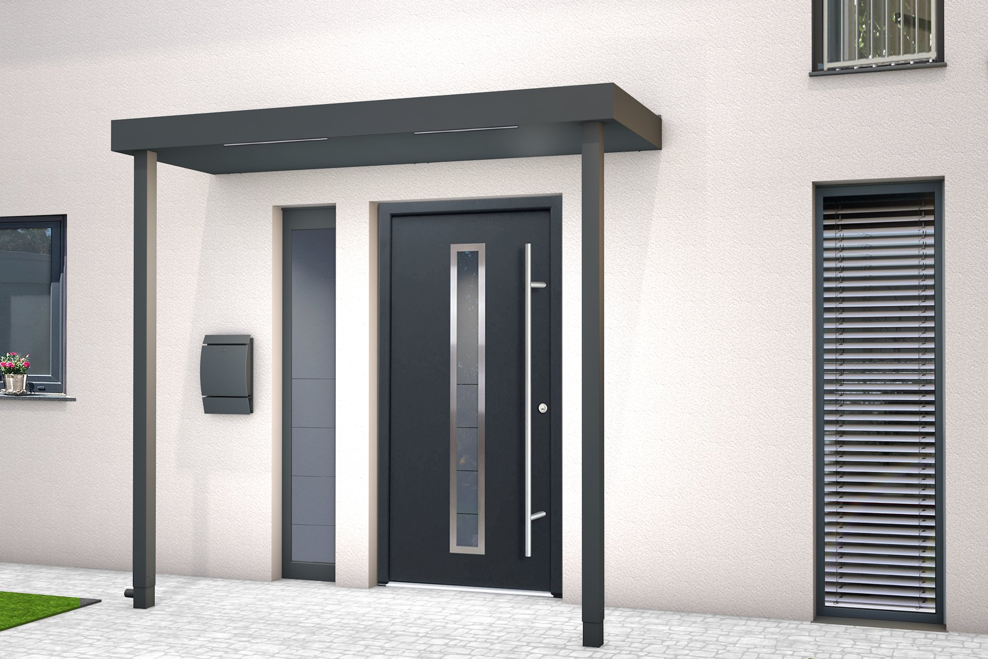 Rechteckvordach BS Plus mit Pfosten Rechteckvordach BS Plus mit Pfosten